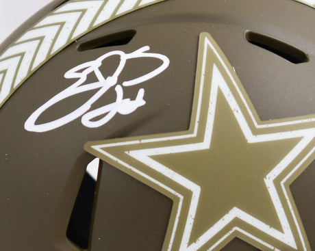 Emmitt Smith Autographed Cowboys Salute to Service Speed Mini Helmet-Beckett W Hologram *White Image 2