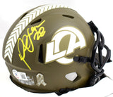 Marshall Faulk Autographed Rams Salute to Service Speed Mini Helmet-Beckett W Hologram *Yellow Image 1