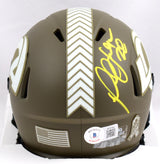 Marshall Faulk Autographed Rams Salute to Service Speed Mini Helmet-Beckett W Hologram *Yellow Image 3