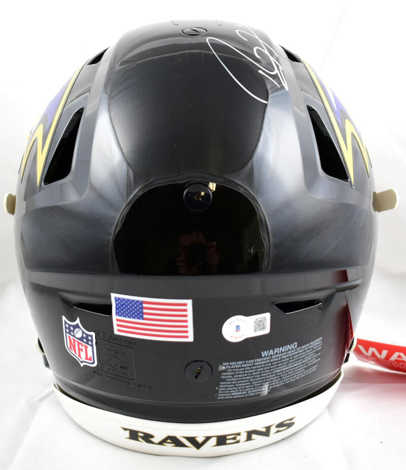 Ray Lewis Autographed Baltimore Ravens F/S Speed Flex Helmet- Beckett W Hologram *White Image 3