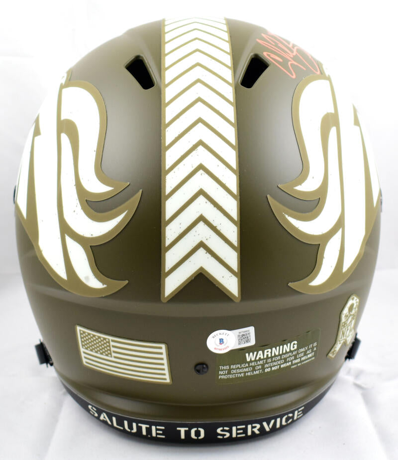 Champ Bailey Autographed Denver Broncos F/S Salute to Service Speed Helmet- Beckett W Hologram *Orange Image 3