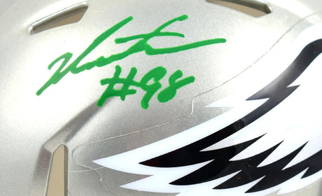 Jalen Carter Autographed Philadelphia Eagles Flash Speed Mini Helmet-Beckett W Hologram *Green Image 2