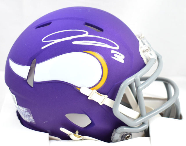 Jordan Addison Autographed Minnesota Vikings Tribute Speed Mini Helmet - Beckett W Hologram *White Image 1