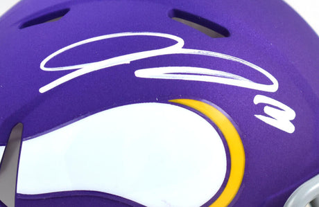 Jordan Addison Autographed Minnesota Vikings Tribute Speed Mini Helmet - Beckett W Hologram *White Image 2
