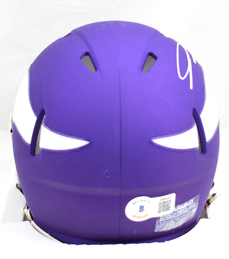 Jordan Addison Autographed Minnesota Vikings Tribute Speed Mini Helmet - Beckett W Hologram *White Image 3
