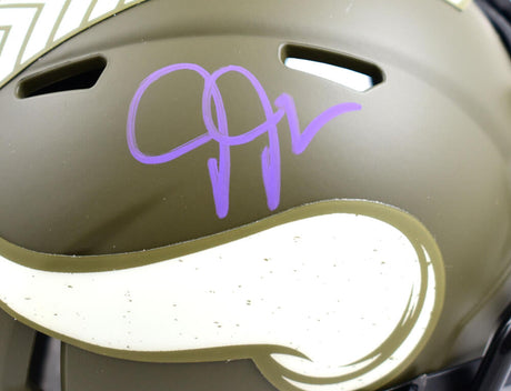Justin Jefferson Autographed Vikings Salute to Service Speed Mini Helmet-Beckett W Hologram *Purple Image 2