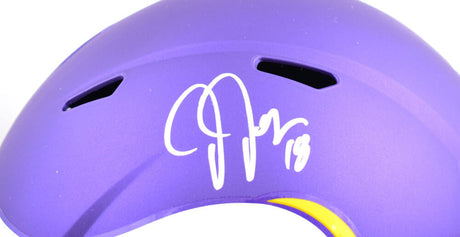 Justin Jefferson Autographed Minnesota Vikings F/S Tribute Speed Helmet-Beckett W Hologram *Silver Image 2
