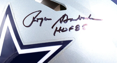 Roger Staubach Autographed Dallas Cowboys F/S Speed Authentic Helmet w/HOF - Beckett W Hologram *Black  Image 2