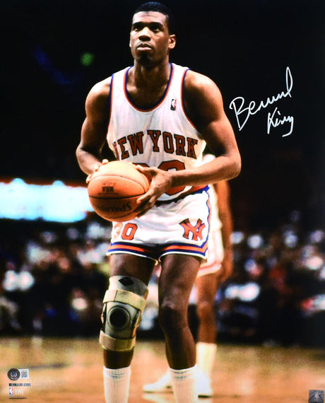 Bernard King Autographed New York Knicks 16x20 Free Throw Photo - Beckett W Hologram *White Image 1
