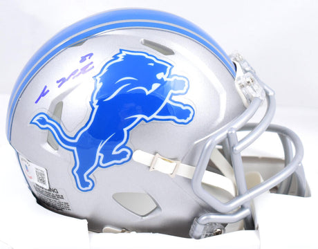 Sam LaPorta Autographed Detroit Lions Speed Mini Helmet- Beckett W Hologram *Blue Image 1