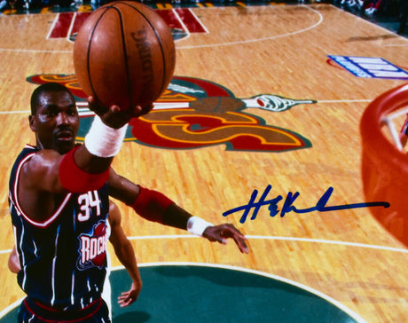 Hakeem Olajuwon Houston Rockets Autographed 8x10 Lay Up Photo- JSA W *Blue Image 2