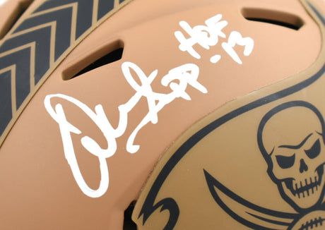 Warren Sapp Autographed Tampa Bay Buccaneers Salute to Service 2023 Speed Mini Helmet w/HOF-Beckett W Hologram *White Image 2
