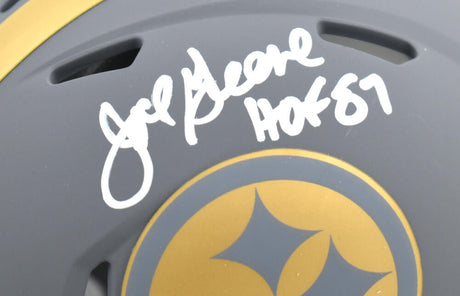 Joe Greene Autographed Pittsburgh Steelers Slate Speed Mini Helmet w/HOF-Beckett W Hologram *White Image 2