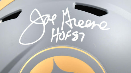 Joe Greene Autographed Pittsburgh Steelers F/S Slate Speed Helmet w/ HOF-Beckett W Hologram *White Image 2