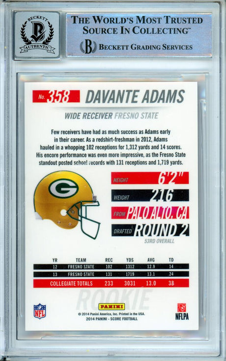 2014 Panini Hot Rookies Prizm Red #358 Davante Adams RC /149 Packers BAS Autograph 10  Image 2