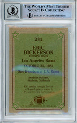 1984 Topps #281 Eric Dickerson Instant Replay Rams BAS Autograph 10 Image 2