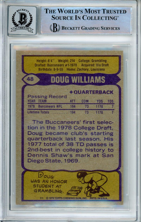 1979 Topps #48 Doug Williams RC Tampa Bay Buccaneer's BAS Autograph 10  Image 2
