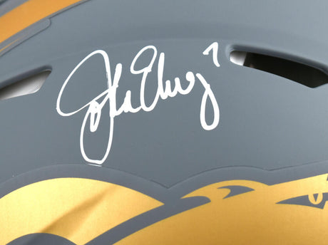 John Elway Autographed Denver Broncos F/S Slate Speed Authentic Helmet-Beckett W Hologram *White Image 2