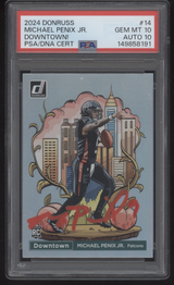 2024 Donruss Michael Penix Jr Downtown #14 Red Ink Auto PSA 10 GEM MT AUTO 10 RC