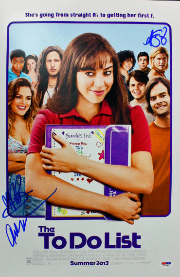 To Do List Cast (3) Aubrey Plaza, Bilson & Porter Signed 12x18 Photo PSA #V47480