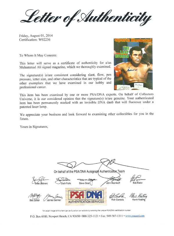 Muhammad Ali Autographed Sports Illustrated Magazine PSA/DNA #W02236