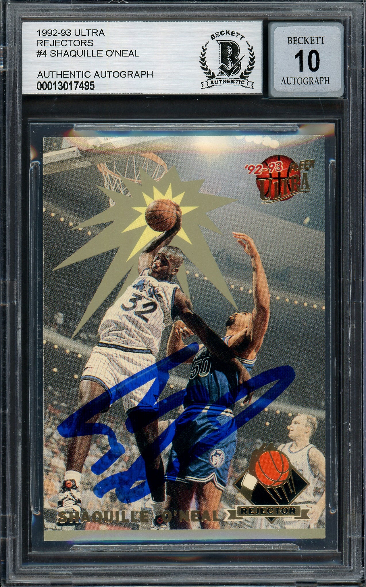 Shaquille Shaq O'Neal Autographed 1992-93 Fleer Ultra Rejector Rookie Card #4 Orlando Magic Auto Grade Gem Mint 10 Beckett BAS #13017495