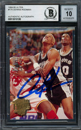 Dennis Rodman Autographed 1994-95 Fleer Ultra Card #175 San Antonio Spurs Auto Grade Gem Mint 10 Beckett BAS #13018166