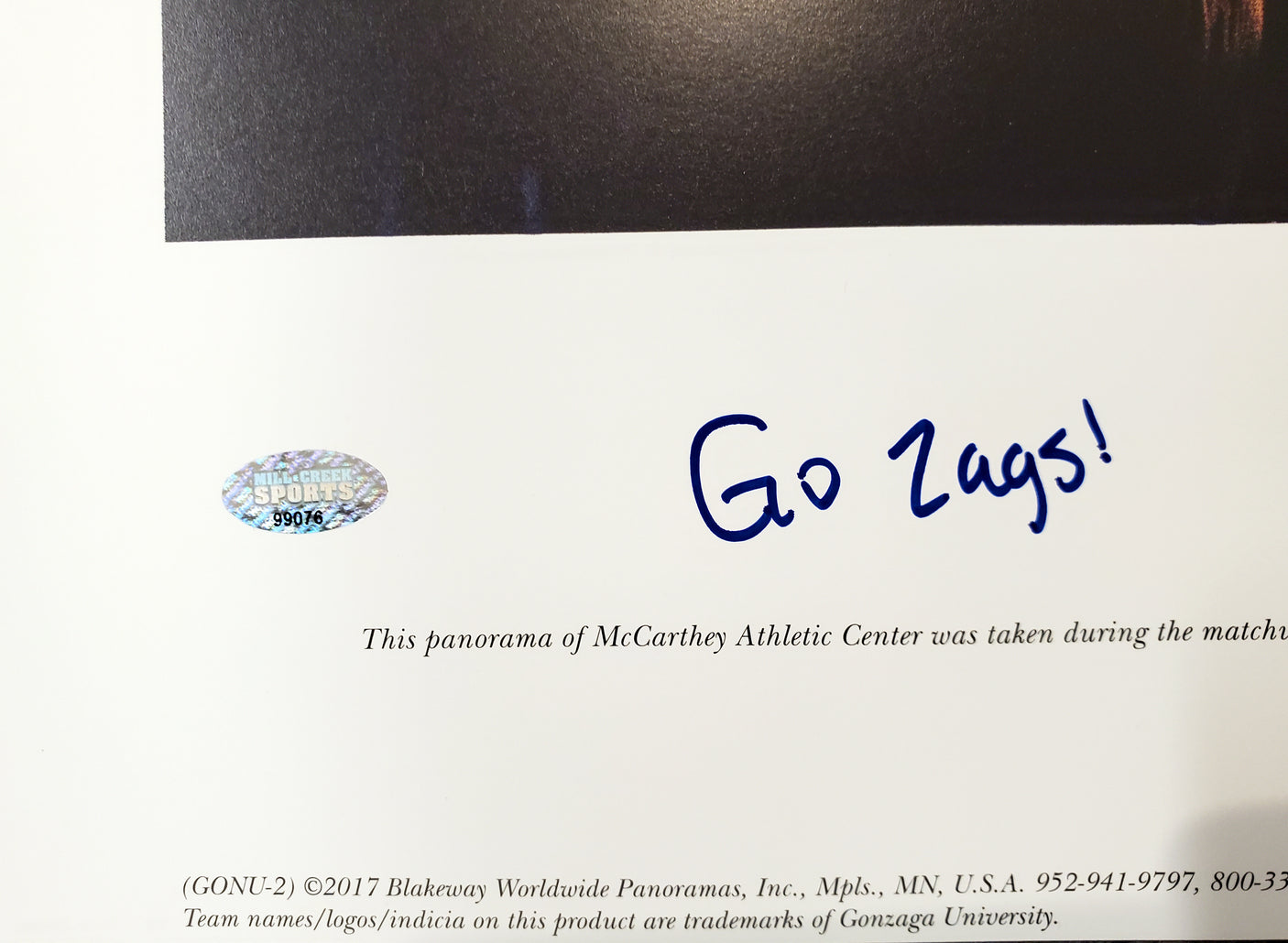 Corey Kispert Autographed 13.5x40 Panoramic Photo Gonzaga Bulldogs "Go Zags!" MCS Holo Stock #194797