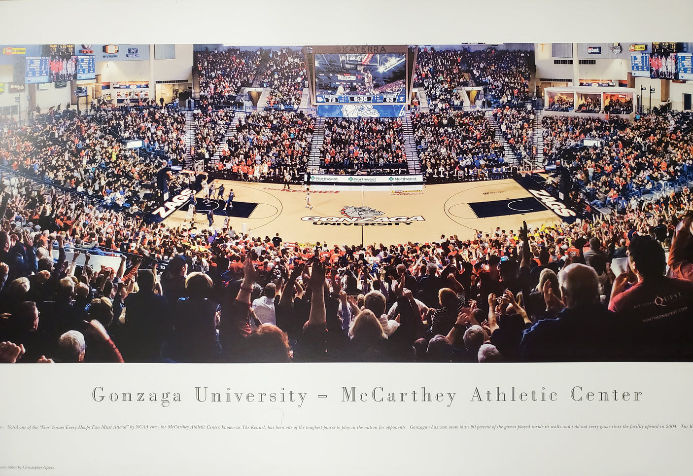 Corey Kispert Autographed 13.5x40 Panoramic Photo Gonzaga Bulldogs MCS Holo Stock #194798