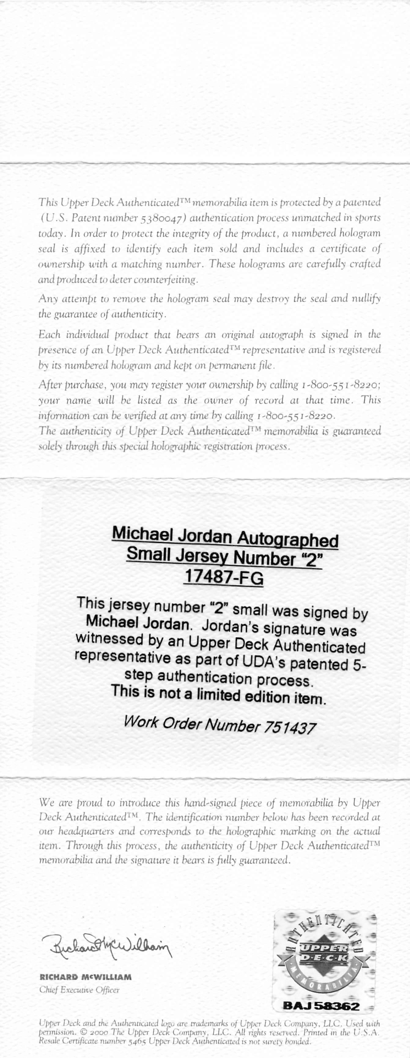 Bulls Michael Jordan Signed 97-98 White Nike HWC Authentic Framed Jersey UDA