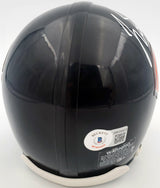 Justin Fields Autographed Chicago Bears Blue Mini Helmet (Smudged) Beckett BAS QR #WK98825