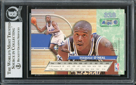 Shaquille Shaq O'Neal Autographed 1992-93 Fleer Ultra Rookie Card #328 Orlando Magic Beckett BAS #13020246