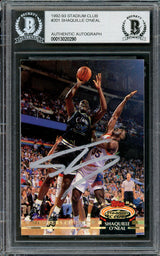 Shaquille Shaq O'Neal Autographed 1992-93 Stadium Club Members Choice Rookie Card #201 Orlando Magic Beckett BAS #13020290