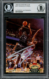 Shaquille Shaq O'Neal Autographed 1992-93 Stadium Club Members Choice Rookie Card #201 Orlando Magic Beckett BAS #13020291