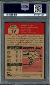 Ronald Acuna Jr. Autographed 2018 Topps Living Rookie Card #19 Atlanta Braves PSA 8 Auto Grade Gem Mint 10 PSA/DNA #50466066