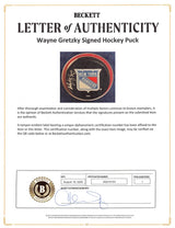 Rangers Wayne Gretzky Signed & Framed Official Logo Hockey Puck BAS #AG010154