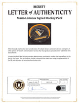 Penguins Mario Lemieux Signed & Framed Official Hockey Puck BAS #AG010148