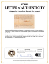 Alexander Hamilton Signed 7.5x9 1792 Treasury Department Circular BAS #AG010005