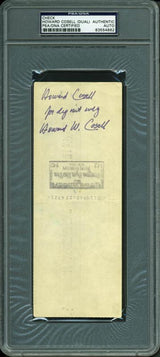 Howard Cosell Authentic Double Signed 3X8.25 August 1969 Check PSA/DNA Slabbed