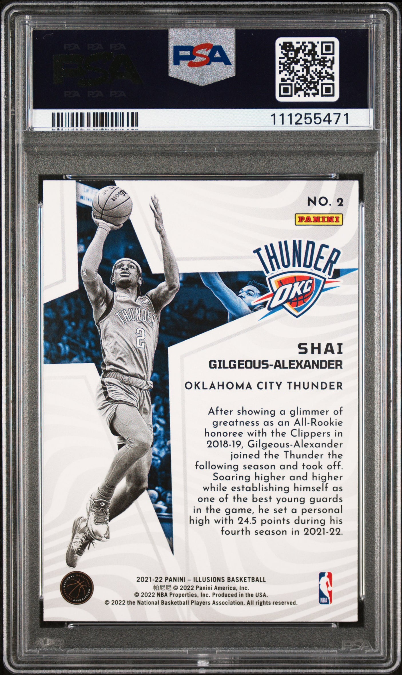 Shai Gilgeous-Alexander Signed 2021 Illusions Shining Stars R/Y #2 Card PSA Slab