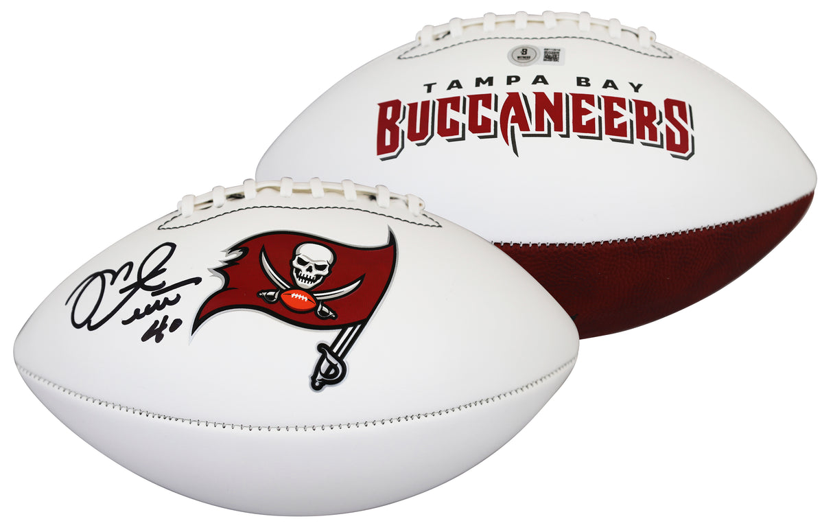 Buccaneers Mike Alstott Signed Franklin White Panel Logo Football W/ Case BAS W