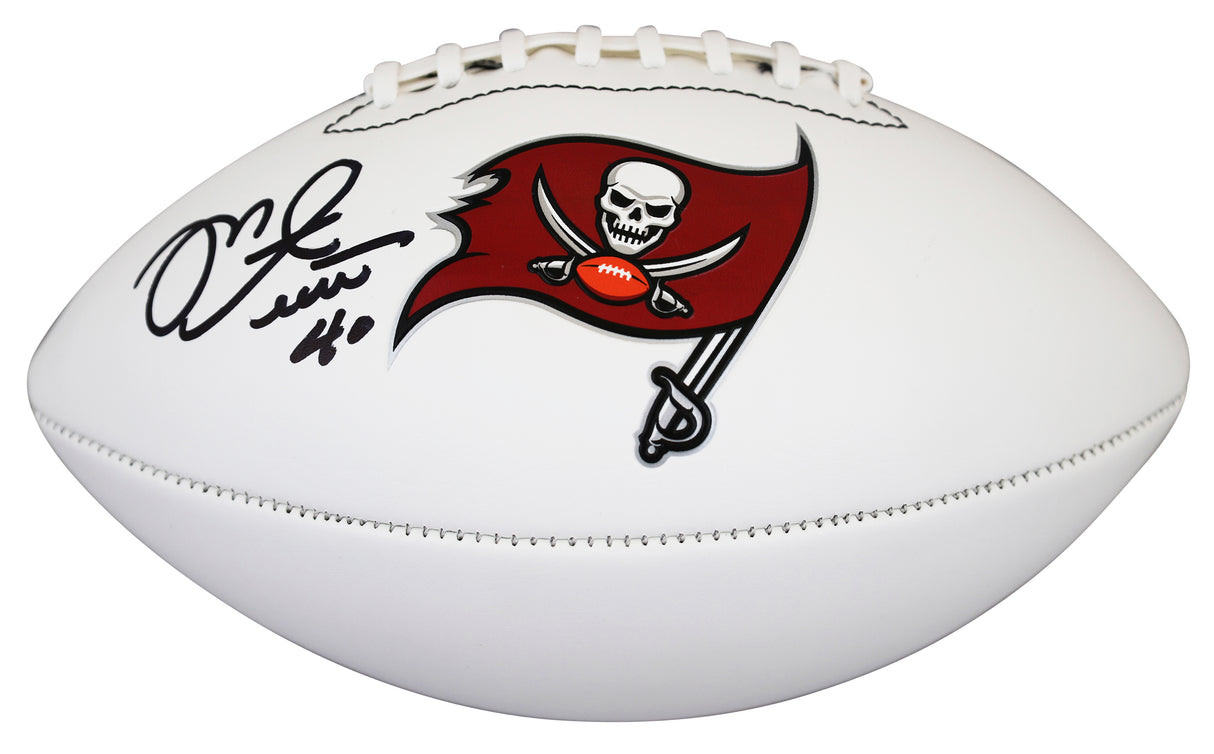 Buccaneers Mike Alstott Signed Franklin White Panel Logo Football BAS Witnessed