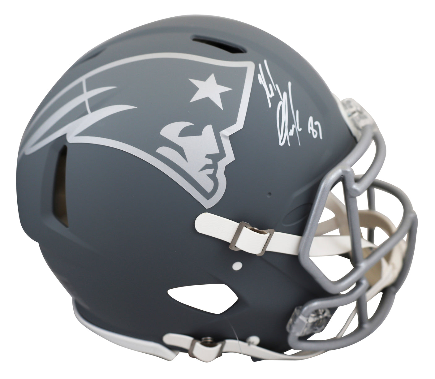 Patriots Rob Gronkowski Signed Slate Full Size Speed Proline Helmet BAS Witness