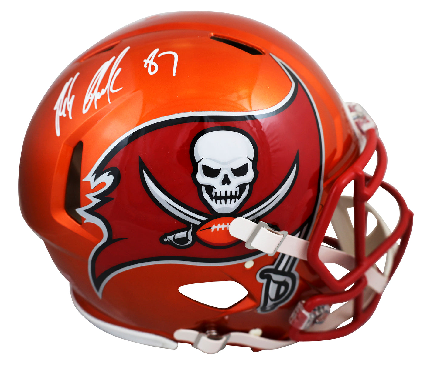 Buccaneers Rob Gronkowski Signed Flash Full Size Speed Proline Helmet BAS Wit