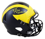 Michigan Ty Law "Go Blue" Signed Full Size Speed Rep Helmet W/ Case BAS Witness