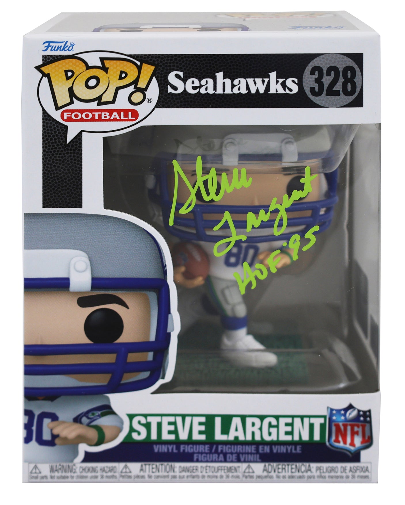 Seahawks Steve Largent "HOF 1995" Signed #86 Funko Pop Vinyl Figure BAS Witness