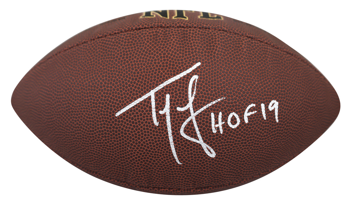 Patriots Ty Law "HOF 2019" Signed Wilson Super Grip Nfl Football BAS Witnessed