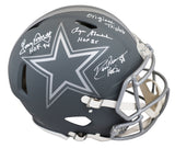 Cowboys Staubach, Dorsett & Pearson Signed Slate F/S Speed Proline Helmet BAS W