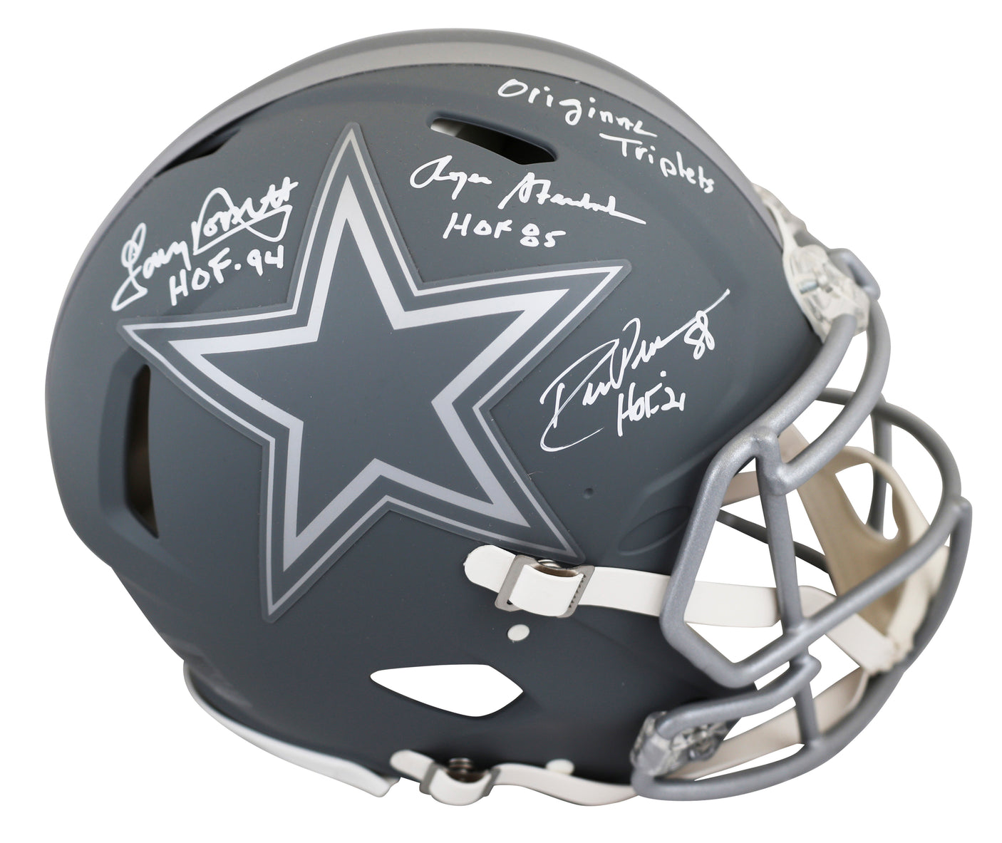 Staubach, Dorsett & Pearson Signed Slate F/S Speed Proline Helmet W/ Case BAS W