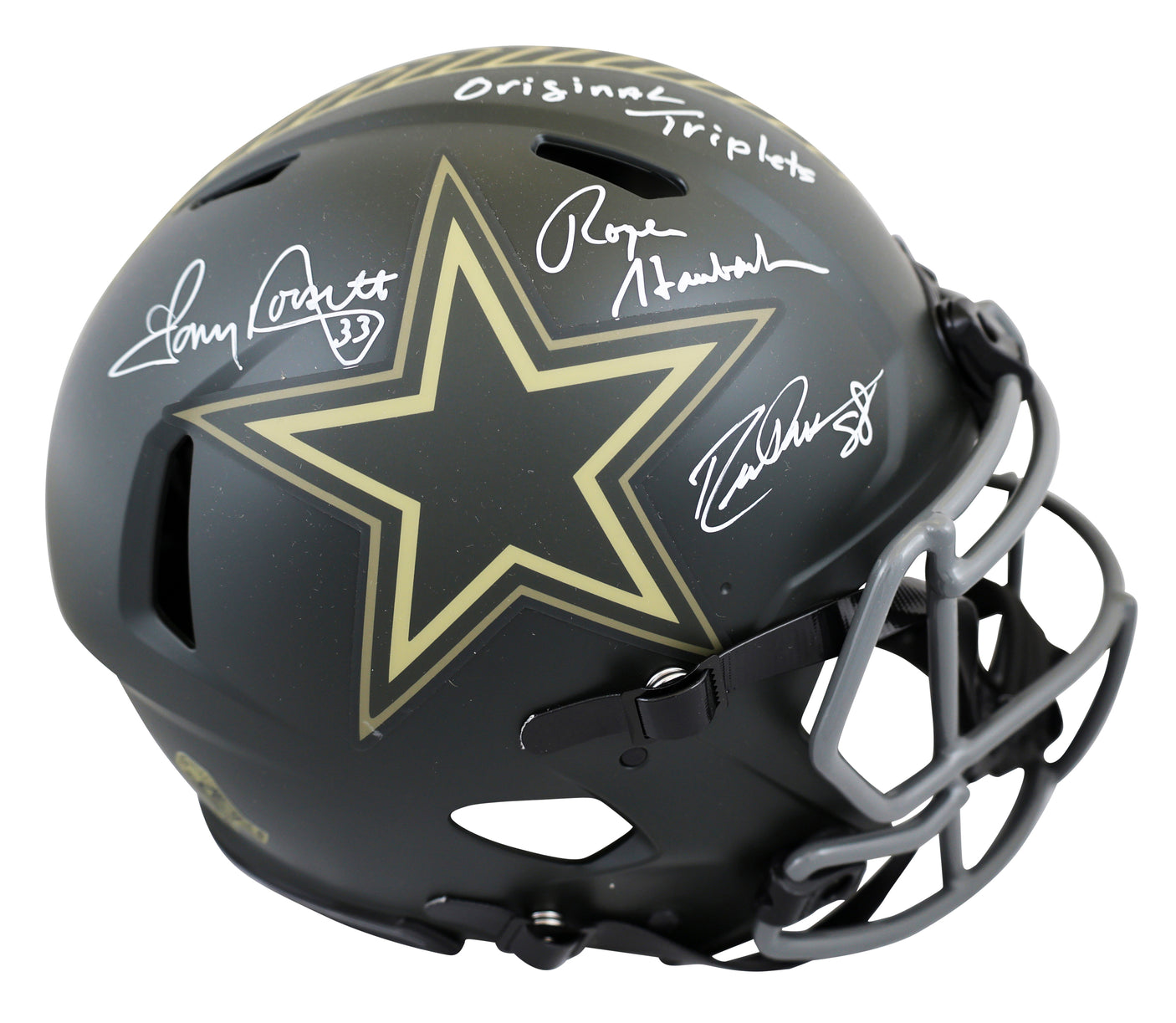 Pearson, Staubach & Dorsett Signed STS IV F/S Speed Proline Helmet W/ Case BAS W